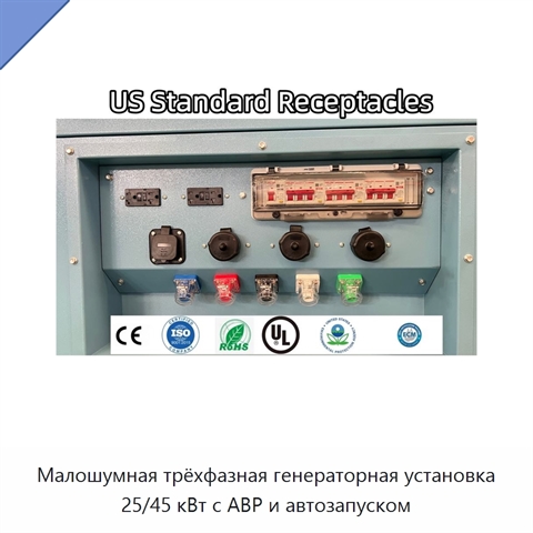 Малошумная трёхфазная генераторная установка 25/45 кВт с АВР и автозапуском