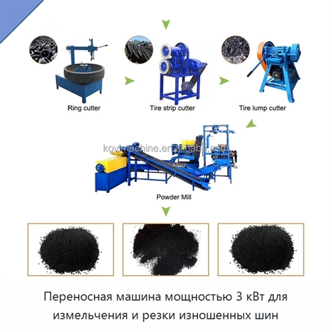 Переносная машина мощностью 3 кВт для измельчения и резки изношенных шин