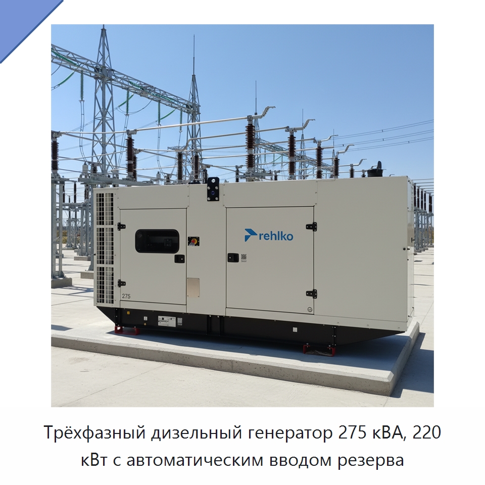 Трёхфазный дизельный генератор 275 кВА, 220 кВт с автоматическим вводом резерва — Дизельные генераторы