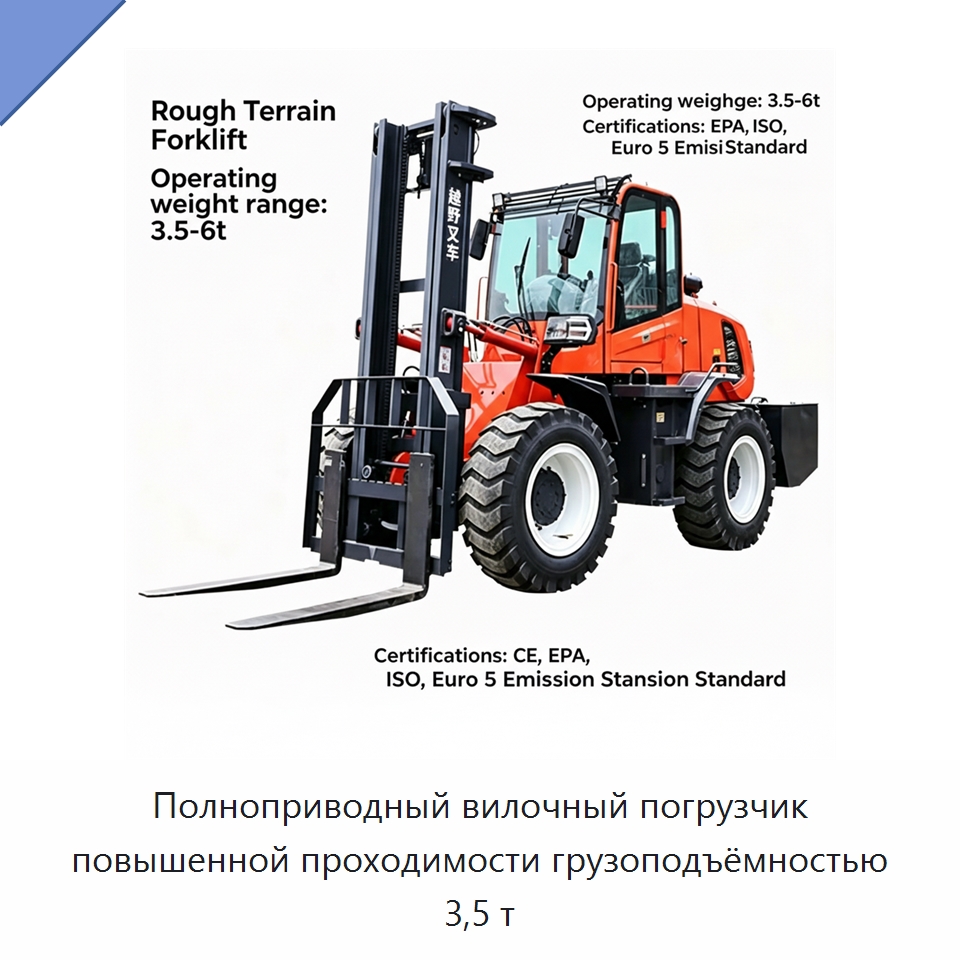 Полноприводный вилочный погрузчик повышенной проходимости грузоподъёмностью 3,5 т — Вилочные погрузчики