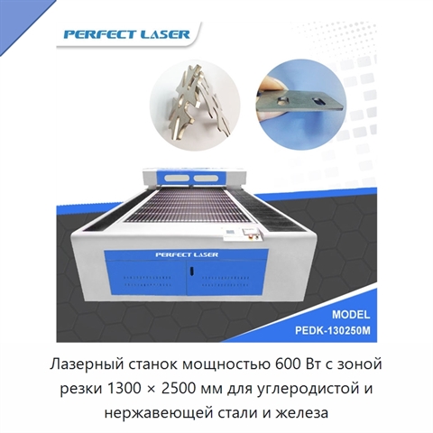 Лазерный станок мощностью 600 Вт с зоной резки 1300 × 2500 мм для углеродистой и нержавеющей стали и железа