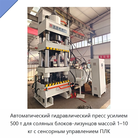 Автоматический гидравлический пресс усилием 500 т для соляных блоков-лизунцов массой 1–10 кг с сенсорным управлением ПЛК