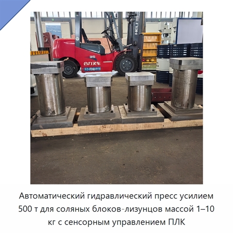 Автоматический гидравлический пресс усилием 500 т для соляных блоков-лизунцов массой 1–10 кг с сенсорным управлением ПЛК