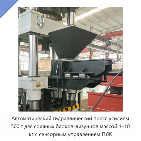 Автоматический гидравлический пресс усилием 500 т для соляных блоков-лизунцов массой 1–10 кг с сенсорным управлением ПЛК