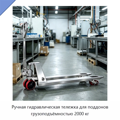 Ручная гидравлическая тележка для поддонов грузоподъёмностью 2000 кг