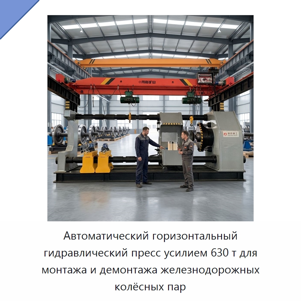 Автоматический горизонтальный гидравлический пресс усилием 630 т для монтажа и демонтажа железнодорожных колёсных пар — Гидравлические прессы