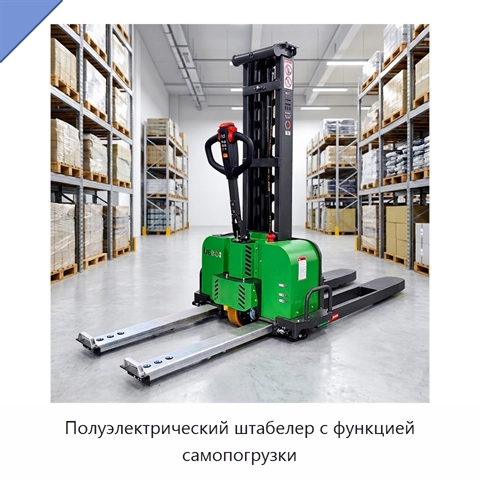 Полуэлектрический штабелер с функцией самопогрузки