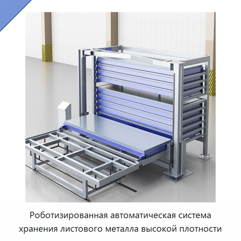 Роботизированная автоматическая система хранения листового металла высокой плотности