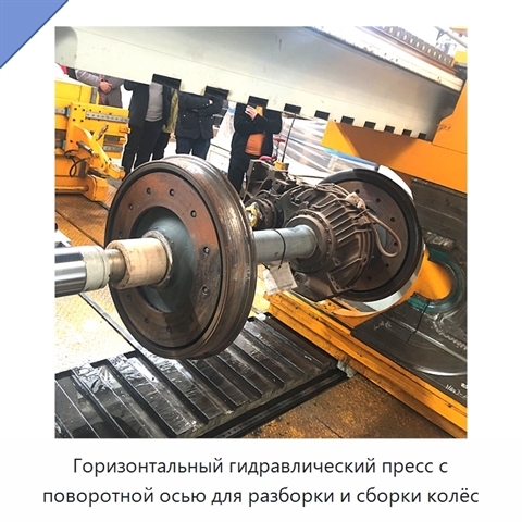 Горизонтальный гидравлический пресс с поворотной осью для разборки и сборки колёс