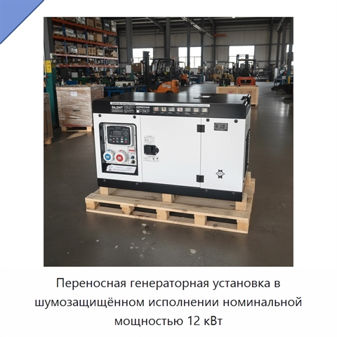 Переносная генераторная установка в шумозащищённом исполнении номинальной мощностью 12 кВт