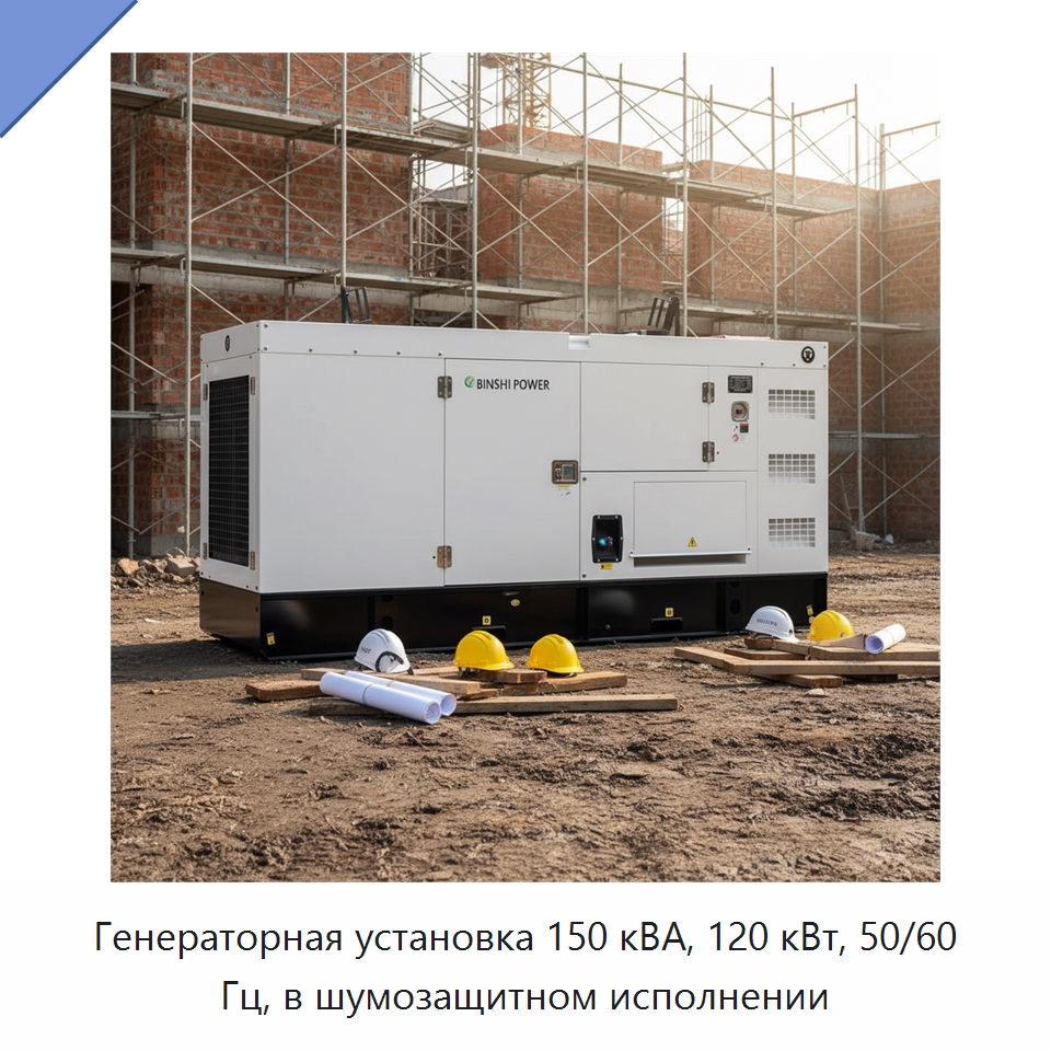 Генераторная установка 150 кВА, 120 кВт, 50/60 Гц, в шумозащитном исполнении — Дизельные генераторы