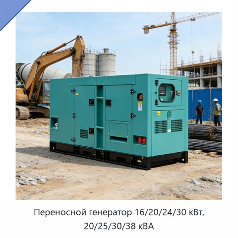 Переносной генератор 16/20/24/30 кВт, 20/25/30/38 кВА