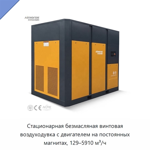 Стационарная безмасляная винтовая воздуходувка с двигателем на постоянных магнитах, 129–5910 м³/ч