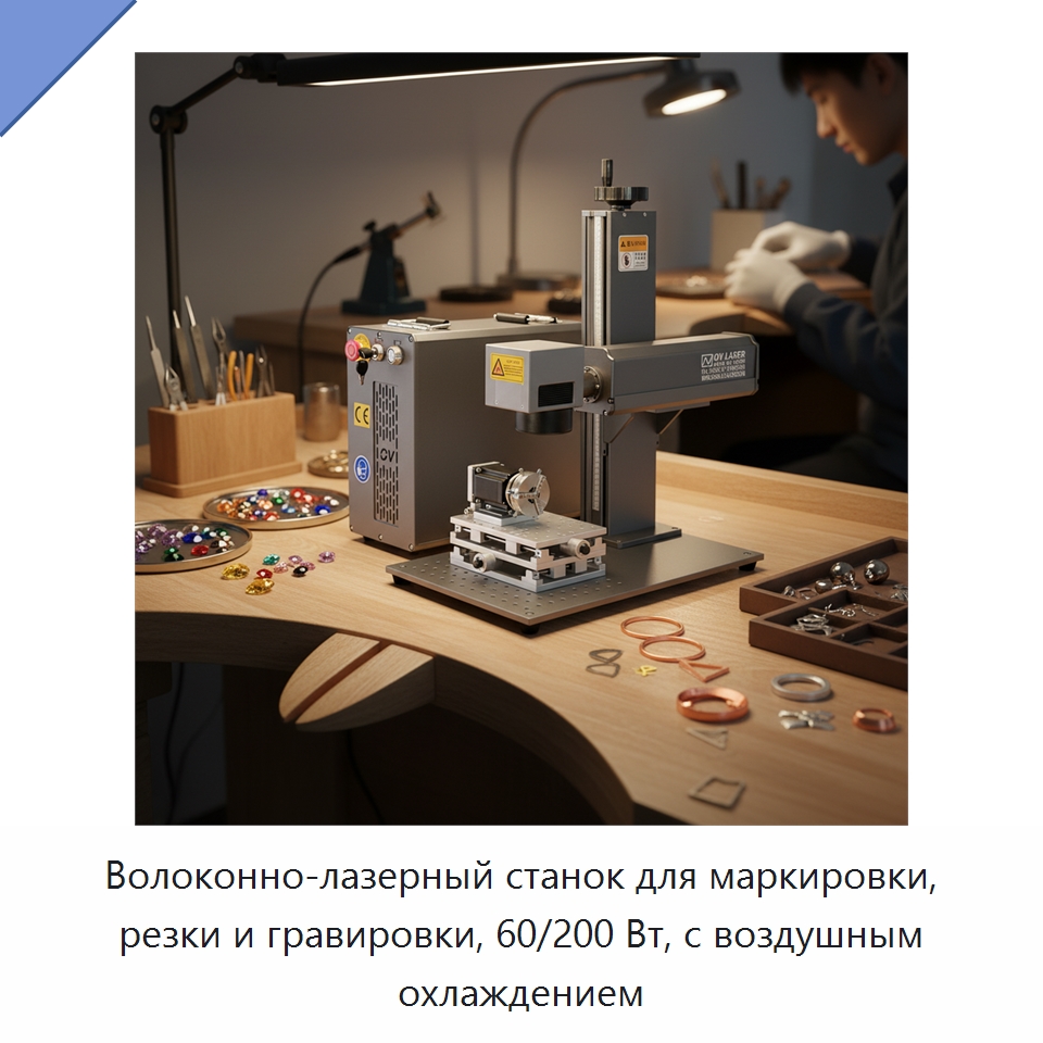 Волоконно-лазерный станок для маркировки, резки и гравировки, 60/200 Вт, с воздушным охлаждением — Лазерные маркировочные станки