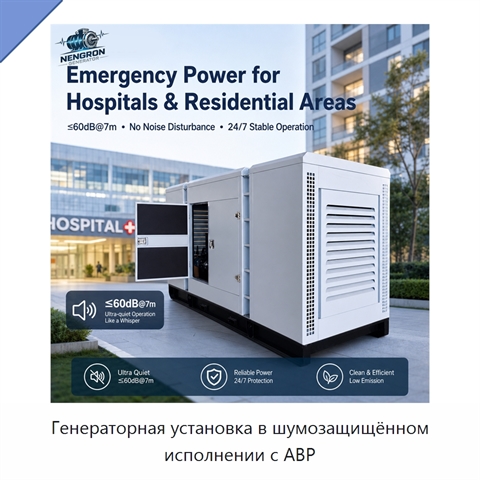 Генераторная установка в шумозащищённом исполнении с АВР