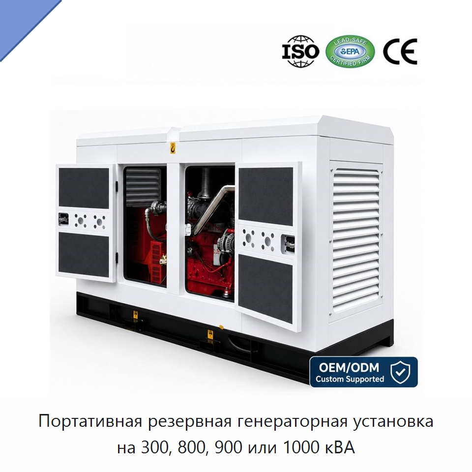 Портативная резервная генераторная установка на 300, 800, 900 или 1000 кВА — Дизельные генераторы