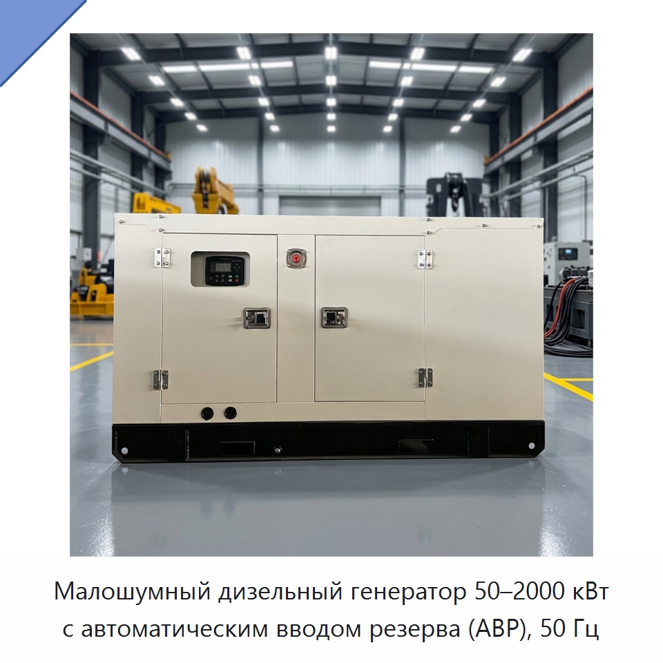 Малошумный дизельный генератор 50–2000 кВт с автоматическим вводом резерва (АВР), 50 Гц — Дизельные генераторы