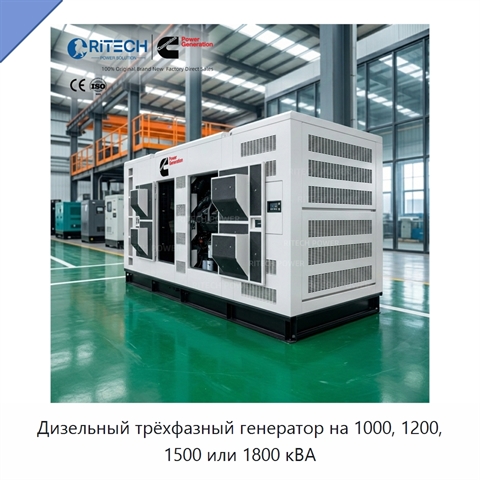 Дизельный трёхфазный генератор на 1000, 1200, 1500 или 1800 кВА