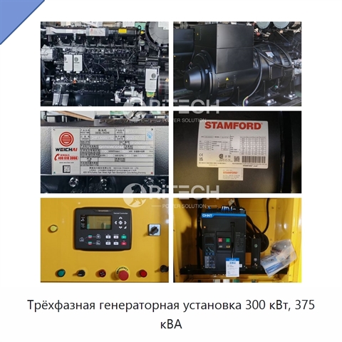 Трёхфазная генераторная установка 300 кВт, 375 кВА