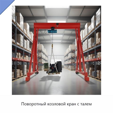 Поворотный козловой кран с талем