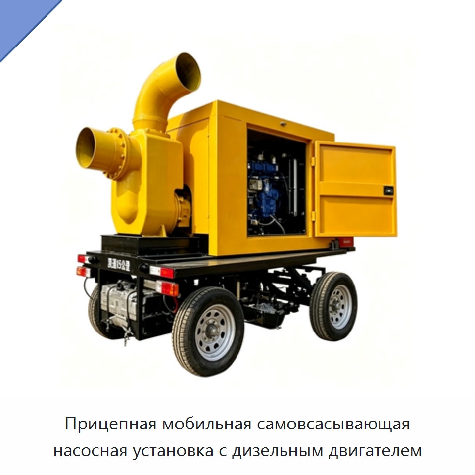 Прицепная мобильная самовсасывающая насосная установка с дизельным двигателем — Насосы