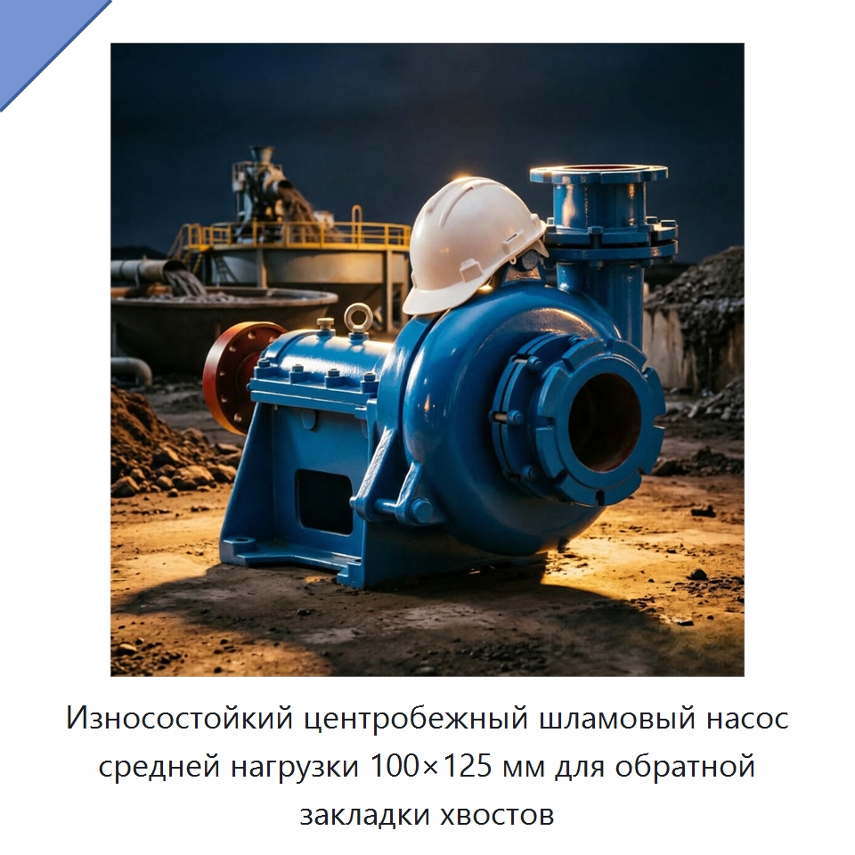 Износостойкий центробежный шламовый насос средней нагрузки 100×125 мм для обратной закладки хвостов — Насосы