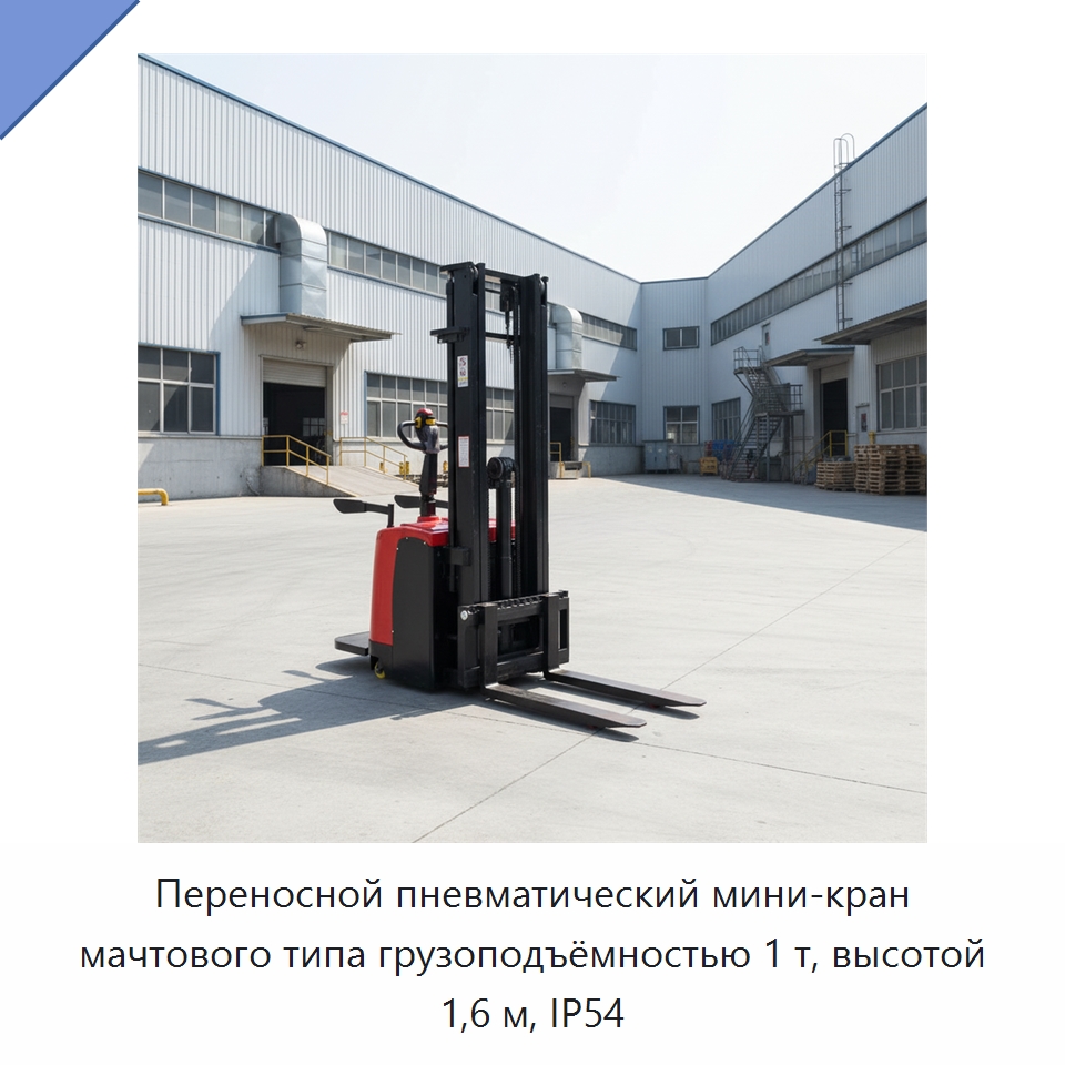 Переносной пневматический мини-кран мачтового типа грузоподъёмностью 1 т, высотой 1,6 м, IP54 — Электротали