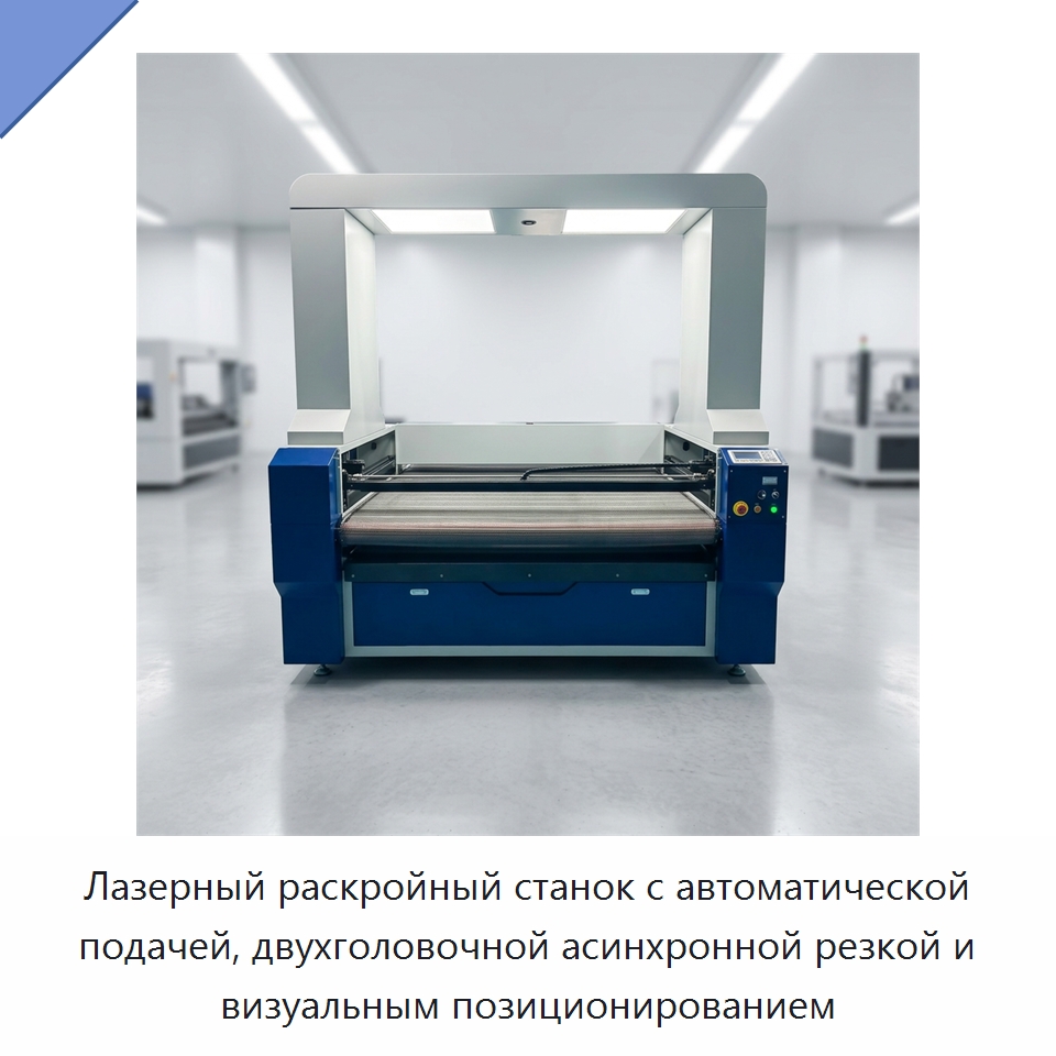Лазерный раскройный станок с автоматической подачей, двухголовочной асинхронной резкой и визуальным позиционированием — Станки лазерной резки