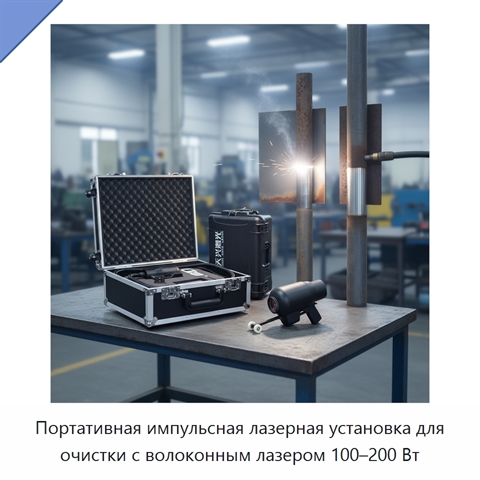 Портативная импульсная лазерная установка для очистки с волоконным лазером 100–200 Вт