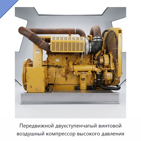 Передвижной двухступенчатый винтовой воздушный компрессор высокого давления