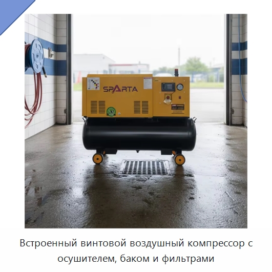 Встроенный винтовой воздушный компрессор с осушителем, баком и фильтрами — Промышленные компрессоры
