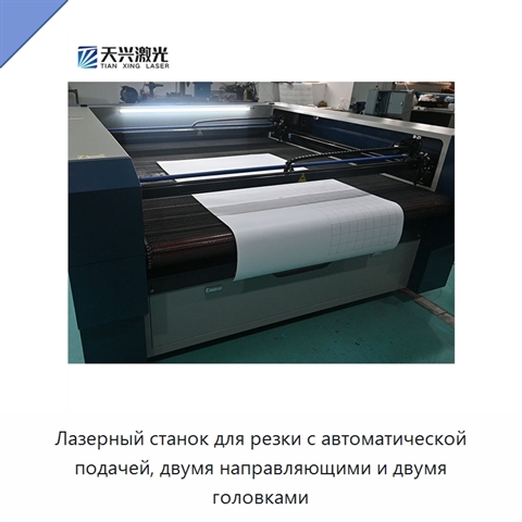 Лазерный станок для резки с автоматической подачей, двумя направляющими и двумя головками