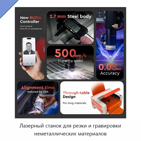 Лазерный станок для резки и гравировки неметаллических материалов