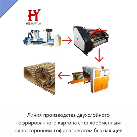 Линия производства двухслойного гофрированного картона с теплообменным односторонним гофроагрегатом без пальцев
