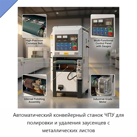 Автоматический конвейерный станок ЧПУ для полировки и удаления заусенцев с металлических листов