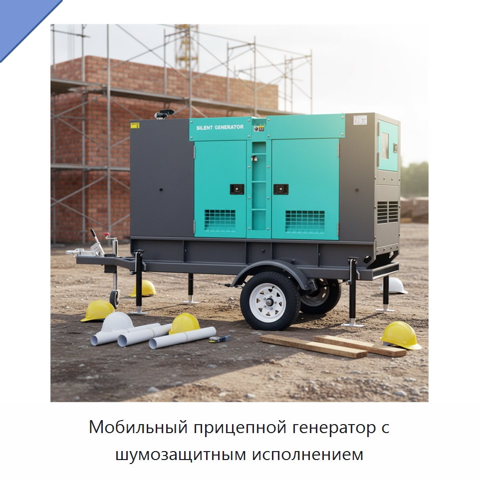 Мобильный прицепной генератор с шумозащитным исполнением — Дизельные генераторы