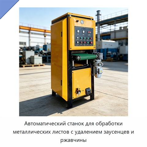 Автоматический станок для обработки металлических листов с удалением заусенцев и ржавчины