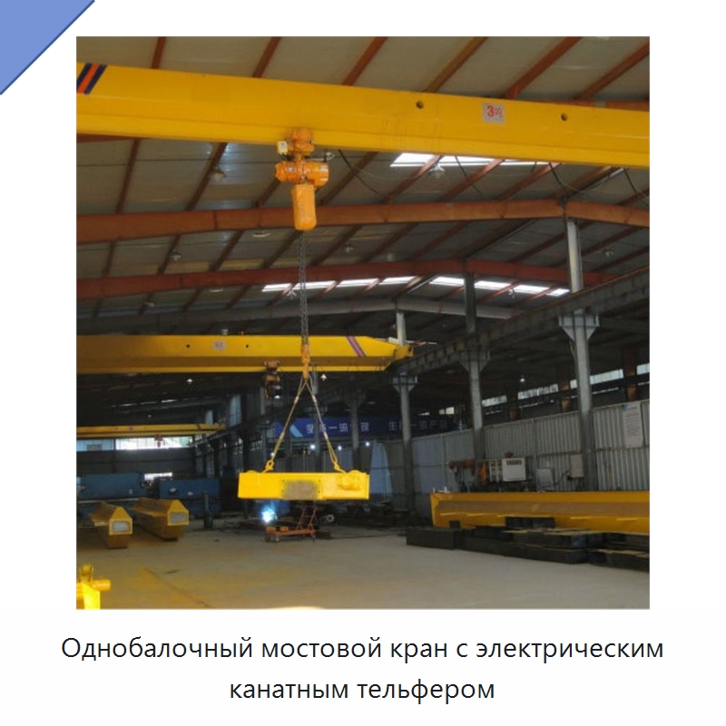 Однобалочный мостовой кран с электрическим канатным тельфером — Краны