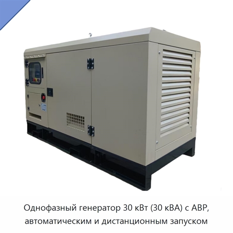 Однофазный генератор 30 кВт (30 кВА) с АВР, автоматическим и дистанционным запуском