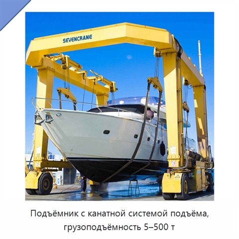 Подъёмник с канатной системой подъёма, грузоподъёмность 5–500 т