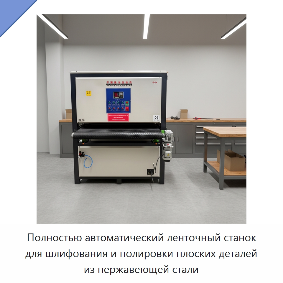 Полностью автоматический ленточный станок для шлифования и полировки плоских деталей из нержавеющей стали — Полировальные станки по металлу