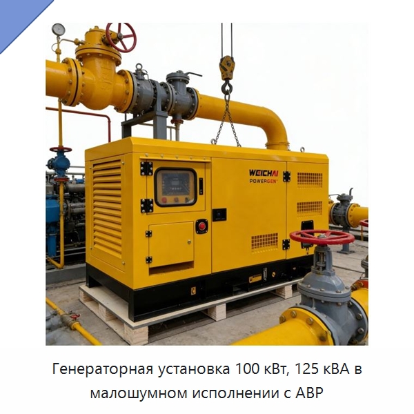 Генераторная установка 100 кВт, 125 кВА в малошумном исполнении с АВР — Дизельные генераторы