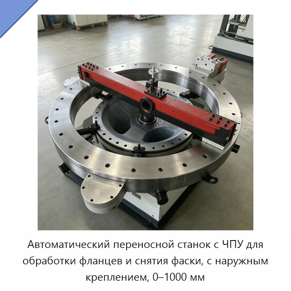 Автоматический переносной станок с ЧПУ для обработки фланцев и снятия фаски, с наружным креплением, 0–1000 мм — Фаскоснимательный станок