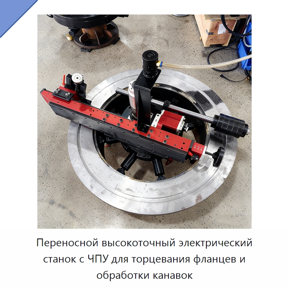 Переносной высокоточный электрический станок с ЧПУ для торцевания фланцев и обработки канавок