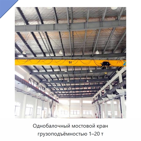 Однобалочный мостовой кран грузоподъёмностью 1–20 т