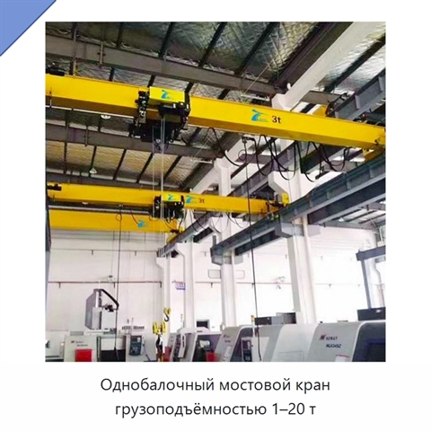 Однобалочный мостовой кран грузоподъёмностью 1–20 т