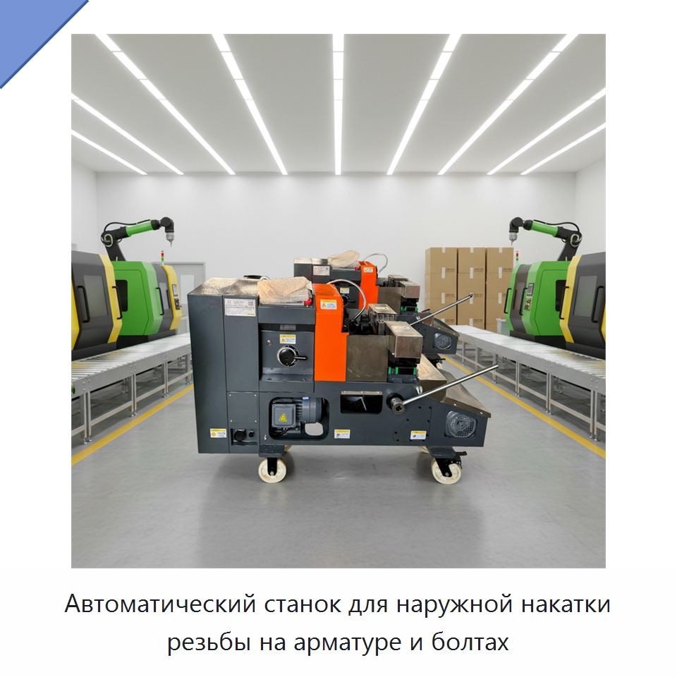 Автоматический станок для наружной накатки резьбы на арматуре и болтах — Металлоформовочное оборудование