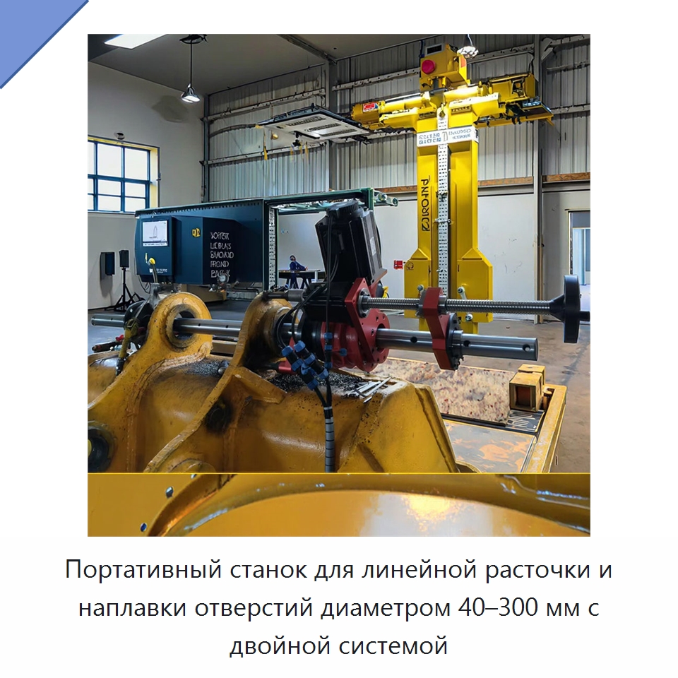 Портативный станок для линейной расточки и наплавки отверстий диаметром 40–300 мм с двойной системой — Расточные станки