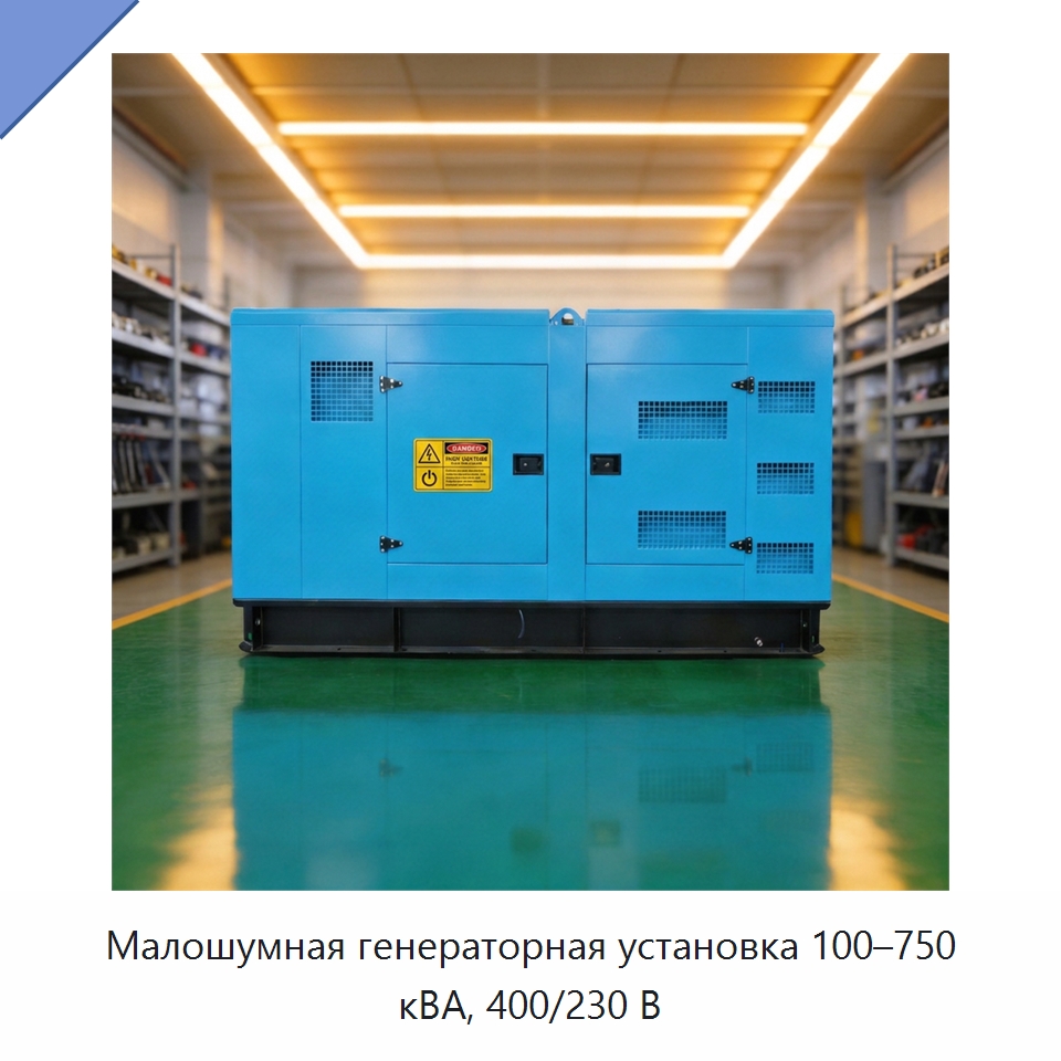 Малошумная генераторная установка 100–750 кВА, 400/230 В — Дизельные генераторы