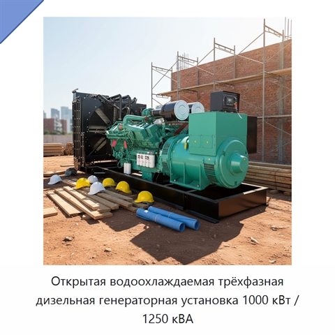 Открытая водоохлаждаемая трёхфазная дизельная генераторная установка 1000 кВт / 1250 кВА